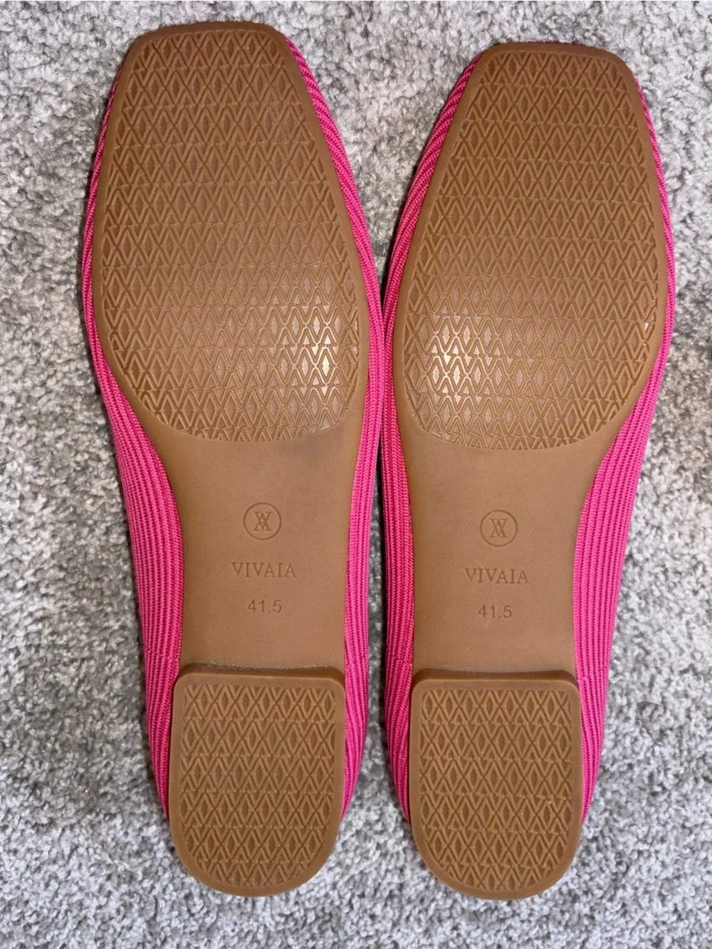 Vivaia Square-Toe Margot ribbed V-Cut Flats Pink size 41.5 US(10)